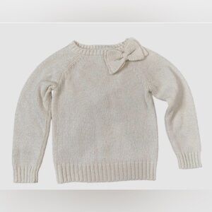 Janie and Jack Elegant Ivory Knit Sweater with Bow Detail Size 4
